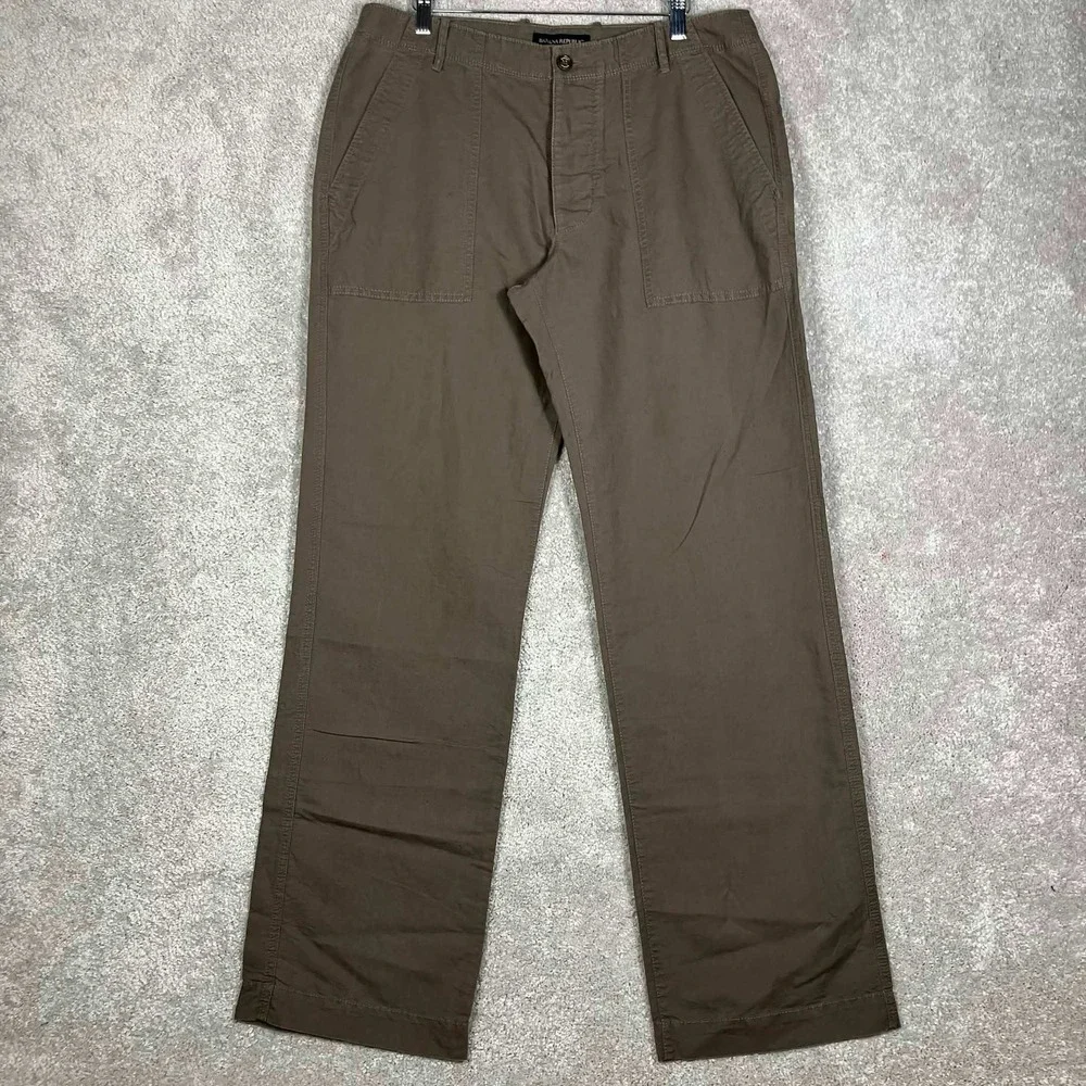 Banana Republic Pants Mens 34/34 Brown Linen Cotton Blend Utility Cargo Pocket